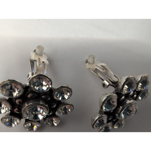 Brighton Vintage Crystal Clip Earrings rubber clip Dazzle nice! sparkly! - Picture 4 of 10